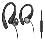 Philips In-Ear Kopfhörer mit Mikrofon/Fitness- und Sportkopfhörer (mit Kabel) / IPX2 Schweißresistent, Flexibler Ohrbügel, Sicherer Sitz, In-Line-Fernbedienung/Philips Audio TAA1105BK/00