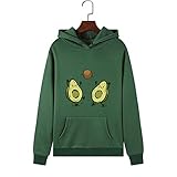 MIALIFEX Avocado Print Hoodies Frauen Harajuku Sweatshirt Pullover Langarm Rosa Hoodie Winter Kleidung Frauen Streetwear Top Kawaii Gr. Small, Grün (1401)