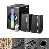 Lautsprecher, Desktop-Computerlautsprecher Wie Holz 2.1RBG, 3D-Surround-Sound, Starke Bässe Und Hohe Lautstärke, USB-Multimedia-Desktop-Bluetooth-Lautsprecher, Genießen Sie Den Schock Von F