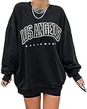 Tomwell Sweatshirts Damen Lange Ärmel Pullover Winter Mit Rundhalsausschnitt Vintage Streetwear Oversized Bunter Cartoons Mädchen Sportbekleidung Sweatshirt Top Hoodie (S, 01 Gris)