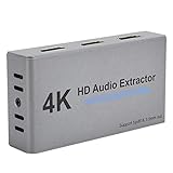 Dpofirs 4k 60Hz HDMI Audio Extractor, unterstützt die Verteilung der HDMI-Quelle auf 2 HDMI-Displays für Laptops, Computer, Verstärker, Kopfhörer, Fernseher usw