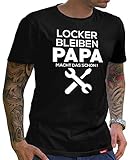 HARIZ Herren T-Shirt Papa Collection 36 Designs Wählbar Schwarz Vatertag Weihnachten Männer Geschenk Karte Urkunde Papa02 Macht Das Schon M