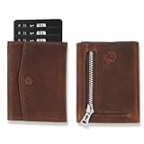 Solo Pelle® Leder I Slim Wallet mit Münzfach I Geldbeutel mit RFID Schutz I Platz für mindestens 12 Karten I Mini Portemonnaie für Herren und Damen I Geldbörse (Vintage Braun, mit Münzfach)