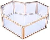 JINWEN , Tyle Goldene Herzform Retro Kupferkante Glas Schmuckschatulle Ring Display Box Dekoration Transparent Glas Schmuck