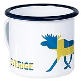 SCHWEDEN - SVERIGE | Hochwertige Emaille Tasse | mit Elch und Schweden Flagge | leicht und bruchsicher | für Camping und Outdoor Fans | von MUGSY