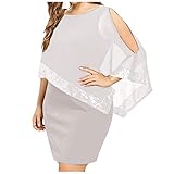 SUNNSEAN Abendkleid Damen Große Größen Glitzer Schlauchkleid Pailletten Chiffonkleid Elegant Cocktailkleid Festliche Kleider für Mollige Standamt Ausgestellte Empirekleid Edel Skaterk