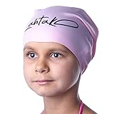 Badekappe Kinder Lange Haare - Badekappe für Mädchen Jungen Kids Teens mit langem lockigem Haar Zöpfe Dreadlocks - Silikon hypoallergene wasserdichte Badehaube (Rose Quartz M)