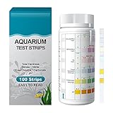 LONXAN 6 in 1 Aquarium Teststreifen, 100 Stück Aquarium Test Kit, Universal Teststreifen für Süßwasser Aquarien Total Hardness, Nitrate, Nitrite, Free Chlorine, Carbonate, PH