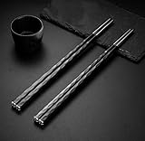 Crazy-m 5 Pairs Set Hohe Qualität schwarz japanisch Essstäbchen Metall essstäbchen wiederverwendbar spülmaschine Edelstahl Chopsticks Stainless Steel Black