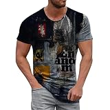 Xiart T-shirt Herren-Rundhals Tunika-Fitness Sport Bluse-Jugendliche Shirt Hemd-mit Rundhalsausschnitt T Shirt-Mode Sweatshirt Bluse-Lockere Blusen Oberteile S/M/L/XL/2XL/3XL