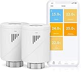 Meross Smart WLAN Heizkörperthermostat, benötigt Hub,mit LCD-Anzeige Programmierbar Intelligenter Heizungsthermostat für Einzelne Räume, Kompatibel mit Alexa, Google Assistant und IFTTT (2 Stücke)