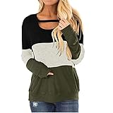 ADDZYY Langarmshirt Damen Oberteile Baseball Longshirt Casual Lose Farbblock Pullover Blusen Tuniken Sweatshirt Damen Halloween Langarmshirt Leicht Freizeit Tshirt Rundhals Fitness Lässiges B