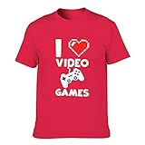 T-Shirt Videospiel-Liebe Klassisch Bunt T-Shirt für Erwachsene für Freund Freundin red1 XXL