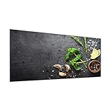 decorwelt | Ceranfeldabdeckung 90x52 cm 1 Teilig Gewürze Schwarz Herdabdeckplatten Spritzschutz Glas Deko Elektroherd Induktion Herdschutz Glasplatte Schneidebrett Sicherheitsg