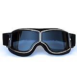 Yopria Fliegerbrille Herren, Motocross Brille Vintage Sonnenbrillen Damen MTB Brille im Freien Rennfahrer-Motorrad Flieger Pilot Stil Cruiser Steampunk Brillen Downhill Brille Schw