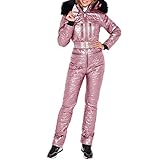 Blingko Damen Skioverall mit Kapuze Winter Einteiler Skianzug Schneeanzüge Skifahren Outdoor Jumpsuit Skianzüge Skiijacke Ski suit Skisuit Schneeanzug Strampler Overalls Ski Outfit Ski S