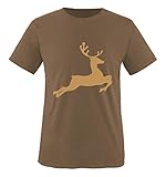 Comedy Shirts - Springender Hirsch - Herren T-Shirt - Braun/Hellbraun Gr. L