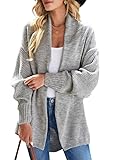 GOSOPIN Damen Strickjacke Frauen Cardigan Loose Winter Lang Strickcardigan, Grau, X-Large(EU48-50)
