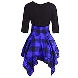 Damen Kleid Elegant, Kleider Strandkleider für Mädchen Sommerkleid Knielang Sexy Minikleid Bandage Halber Ärmel Rundhals Irregulär Kariert Drucken Cocktailkleid Business Kleider Freizeitk