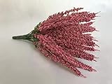 mucplants Kunstblume Erika Calluna Rosa auf Steckstab, künstliches Heidekraut, 28 cm, 24 Blütenstiele, Herbstb