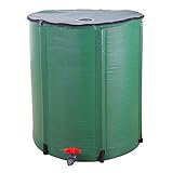 Regentonne faltbar 250 Liter/66 Gallon Regenwasserfass mit Hahn aus PVC Grün Regenwassertonne Wassertonne Regenwassertank