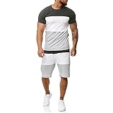 2 Stück Herren Trainingsanzug Sportanzug Tracksuit Sommer Kurze Hose Summer Sport Anzug Männer T-Shirts Shorts Jogginganzug T Shirt und Hosen Fitness Gym Zweiteiler Sportswear (Dunkelgrau, XXXXL)