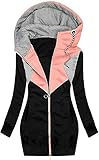 seiveini Damen Sweatjacke Hoodie Jacket mit Kapuze Winter Warm Langarm Hoodie mit Reißverschluss Pullover Outwear mit Kordel Sweatshirt Oversize B Rosa S