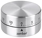 Zenker Kurzzeitwecker, Ø 65 mm Zylinder Patisserie, hochwertiger Küchenwecker aus Edelstahl, Kurzzeitmesser mit magnetischem Boden, Wecker bis 60 min einstellbar, praktischer Timer, Farbe: silb