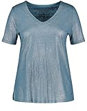 Samoon Damen V-Shirt aus schimmerndem Leinen-Mix leger, Gerade Shirt Große Größen Nachhaltig hautfreundlich, fein schimmernd, atmungsaktiv, Jersey