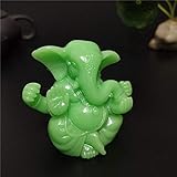 QWERTOUY Glühende Statue Lords Ganesha Buddha Künstliche Jade Stone Indian Elephant God-Skulptur-Figürchen-Garten-Buddha-Statuen-Dek