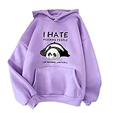 LRWEY Damen Herbst Sweatshirts Casual Niedlich Hoodie Rundhals Langarm Kapuzenpullover Sweatshirts, violett, 36