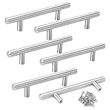 Mila-Amaz 6 Stück Edelstahl Möbelgriffe Schrank Schublade Türgriff Stangengriff mit Schrauben, Silb