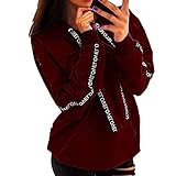 Gofodn Damen-Sweatshirt, Übergröße, langärmelig, lässig, einfarbig, mit Kordelzug Gr. X-Large, w