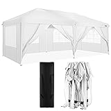 3x6 Pavillon Pop-up Zelt Outdoor Garden Schwerlast Hochleistungs-Pavillon mit 6 Seitenwänden weißer Hochzeitspavillon, 210D wasserdichte Abdeckung