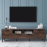 Moderner TV-Konsolentisch mit Stauraum für 65 Zoll-Fernseher，Mid Century Modern TV-Ständer & Unterhaltungszentrum Holz-TV-Ständer für Wohnzimmer，für Fernseher bis 70 Zoll，Dunkle W