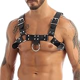 TiaoBug Herren Wetlook Leder Body PU PVC Brust Harness Punk Gothic Party Kostüme Zubehör sexy Sklave Cosplay Bandage Clubwear Schwarz Einheitsgröß