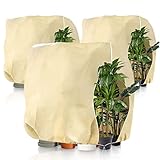 3 Stück Winterschutz für Pflanzen, Kälteschutz Pflanzenschutz Winter Schutzhaube mit Reißverschluss Zugband, Verdicken Pflanzenschutzsack Winter für Olivenbaum Palmen XXXL 200 x 240cm, Beig