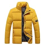 Steppjacke Herren Leicht Schwarz Daunenjacke Superwarme Daunen-Baumwolljacke Langarm Übergröße Mantel Atmungsaktiv Softshell-Mantel Warme Reißverschlusstasche Freizeitjacke Übergangsjacke O