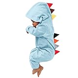 Baby Strampler – Neugeborenen Baby Mädchen Jungen Dinosaurier Mit Kapuze Strampler Overall Body Outfits Baby Kleidung Kinder Pyjama Winterjacke – Geschenk zur Geburt (#02-Blau, 12-18 Months)