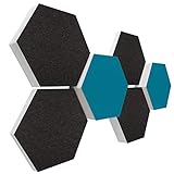 Schallabsorber 3D-Set aus Basotect G+  6 Elemente Ø30cm  Diverse Farben (Dunkelgrau + Petrol)
