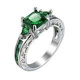 Epinki Solitär Ring, Ring Damen Hohl Stil Zirkonia Grün, Versilbert Partnerringe Frauen Schmuck Geschenk für Muttertags Valentinstag Verlobung Geburtstags Weihnachten, Silber-Grün, Gr.60 (19.1)