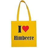 Tasche I Love Himbeere Größe 38x42 Farbe Gelb Druck Schw