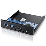 CSL - USB 3.2 Gen.1 Front Panel aus Metall - interner Cardreader – bis zu 5 Gbit/s - 5 Schnittstellen - 2 x USB 3.0 Typ A + 1 x USB C + interne Cardreader MicroSD + SD Slot - Multifunktionsp