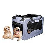 ABISTAB Knochen Transportbox Hunde und Katze Faltbare Tragetasche blau Größe L robuste Atmungsaktive Netz mit Komfort und S