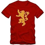 GOT T-Shirt #6 Herren Lannister Familien Wappen TV-Serien-Fun-Shirts, Farbe:Rot (Red L190);Größe:XL