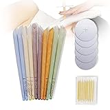 QFGfhgf Ear Candles, All Natural Ear Candles Beeswax Candling Cones, Ear Wax Candles Removal Kit with Drip Protectors Disks and Cotton Swab, Effective & Pain-Free Ear Wax Removal 1