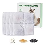 Ersatzfilter Trinkbrunnen für Katzen, Quadrat Pet Blumentrinkbrunnen Wasser Filter Ersatzfilter mit Harz und Aktivkohle für Automatische Blumen Wasser Spender Trinkbrunnen (4 Packs)