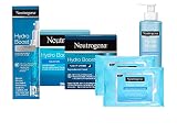Neutrogena Hydro Boost Gesichtspflege-Set mit Aqua Reinigungstücher 2x 25 Stück, Aqua Reinigungsgel 200ml, Hyaluron Serum 30ml, Aqua Gel 50ml & Nachtcreme mit Hyaluron 50