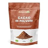 Kakao Pulver Bio 400 g. Organic Cacao Powder. Natürlich, Rein aus de Roh Kakaobohnen. Produziert in Peru aus der Theobroma Cocoa Pflanze. Magnesium- und Phosphor-Quelle. NaturaleB