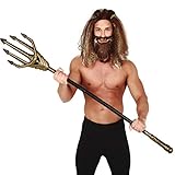 NET TOYS Außergewöhnlicher Neptun Dreizack zerlegbar - Schwarz-Gold 145cm - Extravagantes Männer-Kostüm-Zubehör Gott des Meeres Trident - EIN Blickfang für Karneval & Mottoparty